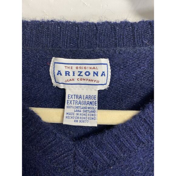 Arizona Jean Company Women’s Pullover Sweater Size XL‎ Shetland Wool Navy V-Neck - Picture 2 of 3